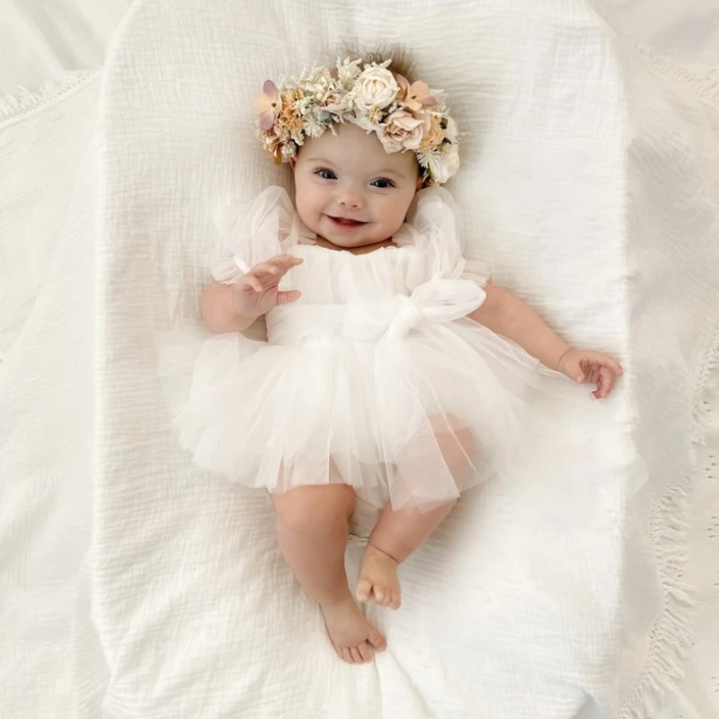 s Girl Baby Girl Tulle Romper Dress Boho Sleeveless Feather Trim