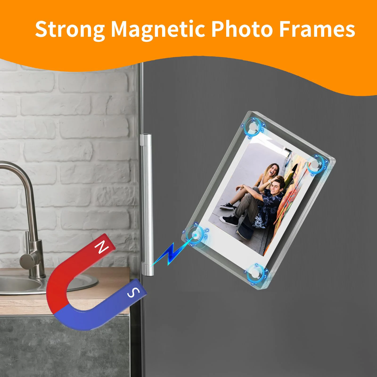 5 Packs Acrylic Fridge Magnetic Instax Frame 2.46x3.54 Inch Magnet Frame Refrigerator Double Sided Mini Picture Frames