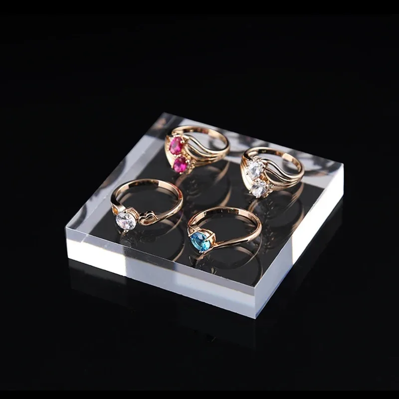 Transparent acrylic block platform jewelry holder organizer display stand for Bracelet Necklace Ring earring cosmetics riser