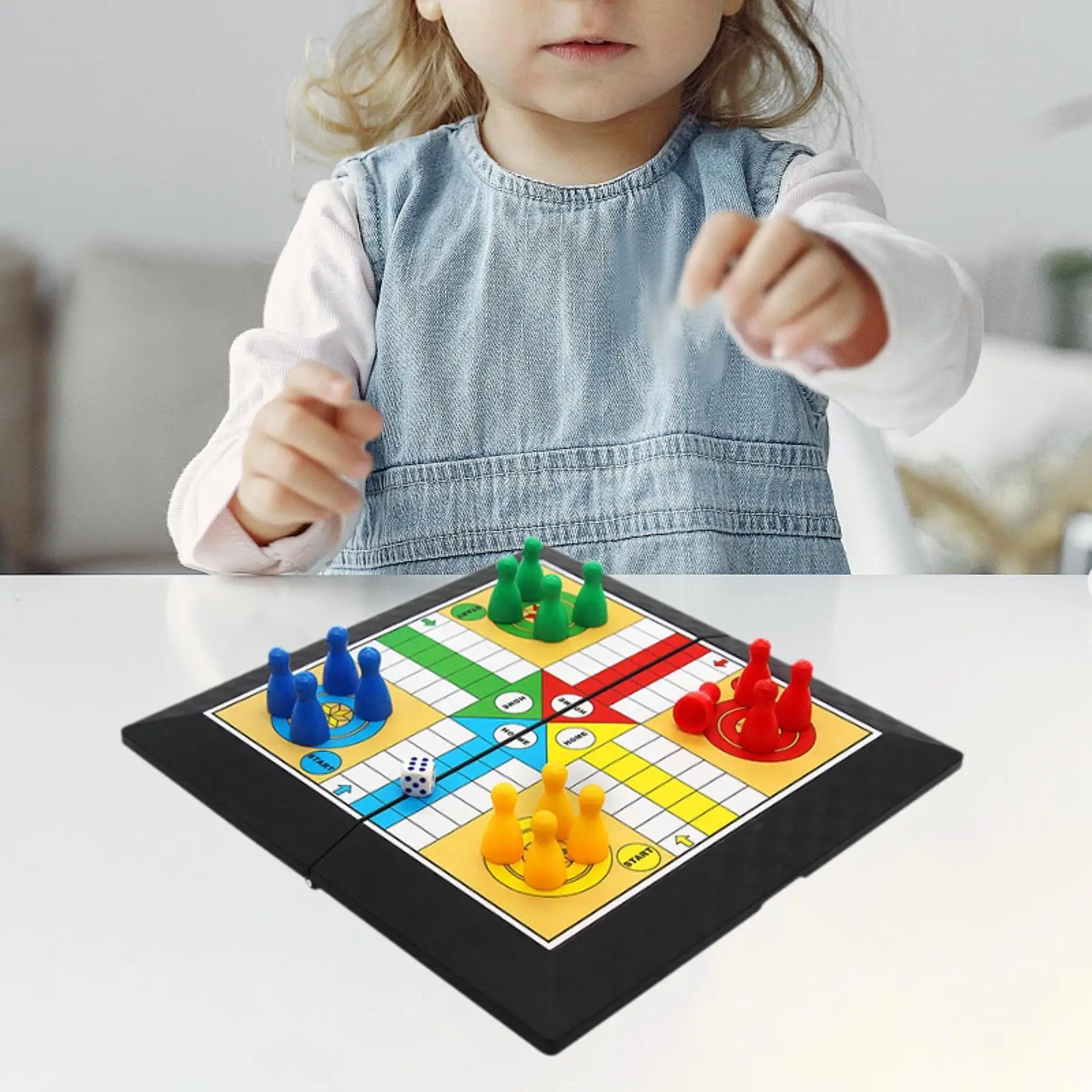 Ludo Board Game Set Educational Toys Traditional Flying Chess Game Strategy Family Dice for Teens Children Party Games