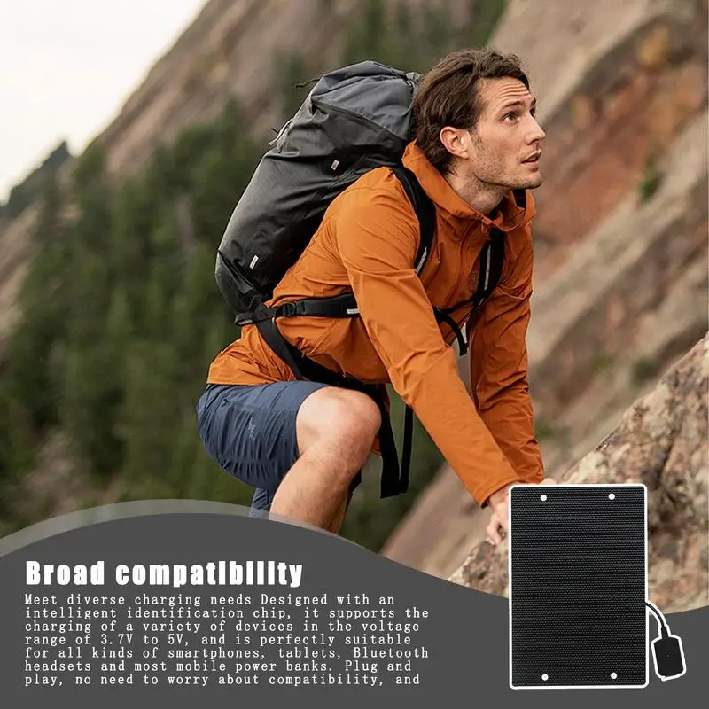 Solar Panel Phone Charger Small Solar Charging Panel Portable Smartphone Tablet Charging Device For Outdoor Camping Hiking