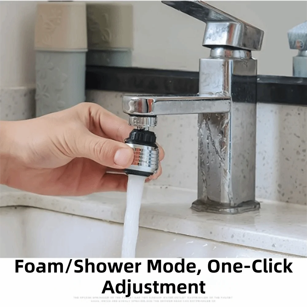 360° Rotating Kitchen Faucet Aerator Dual-mode Spray Water Saver Pressurized Faucet Head Nozzle Booster Quiet