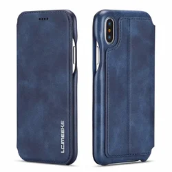 Leather Flip Cover with Magnetic Card Slot and Slim Design - iPhone 12 Mini 13 Mini (Blue)