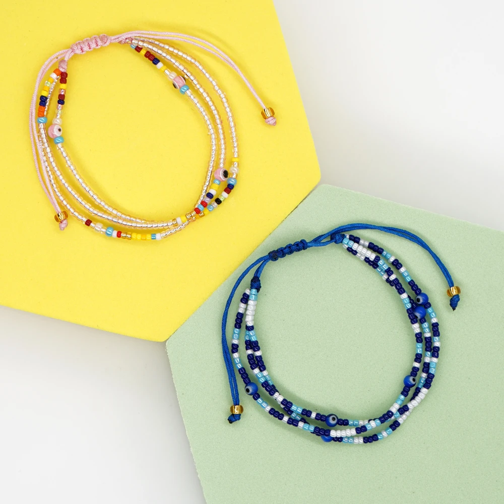 Multi Layer Chains Bracelets Handmade Bohemia Mixed Color Beaded