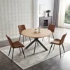46.4" Round Table Set, Mid-Century Modern Round Dining Table for 4-6 People (1 Table with 4 Brown Chairs) 1