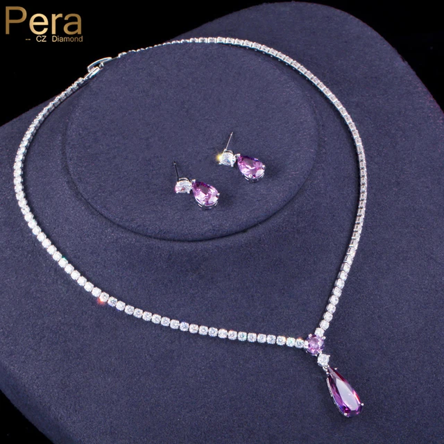 PO Purple princess Necklace , earrings , Women's Fashion, Jewelry &  Organisers, Necklaces on Carousell