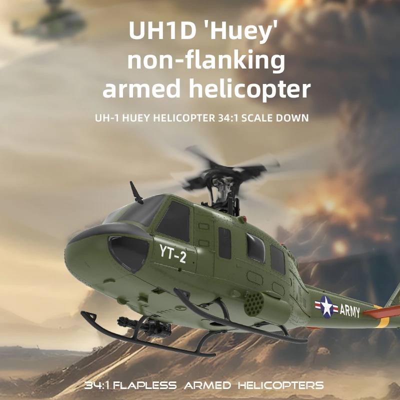 YUXIANG F07 RC Helicopter 1:34 UH-1 HUEY Scale 2.4G 6CH Altitude Hold Optical Flow Positioning Dual Brushless Motor RTF YXZNRC - 2