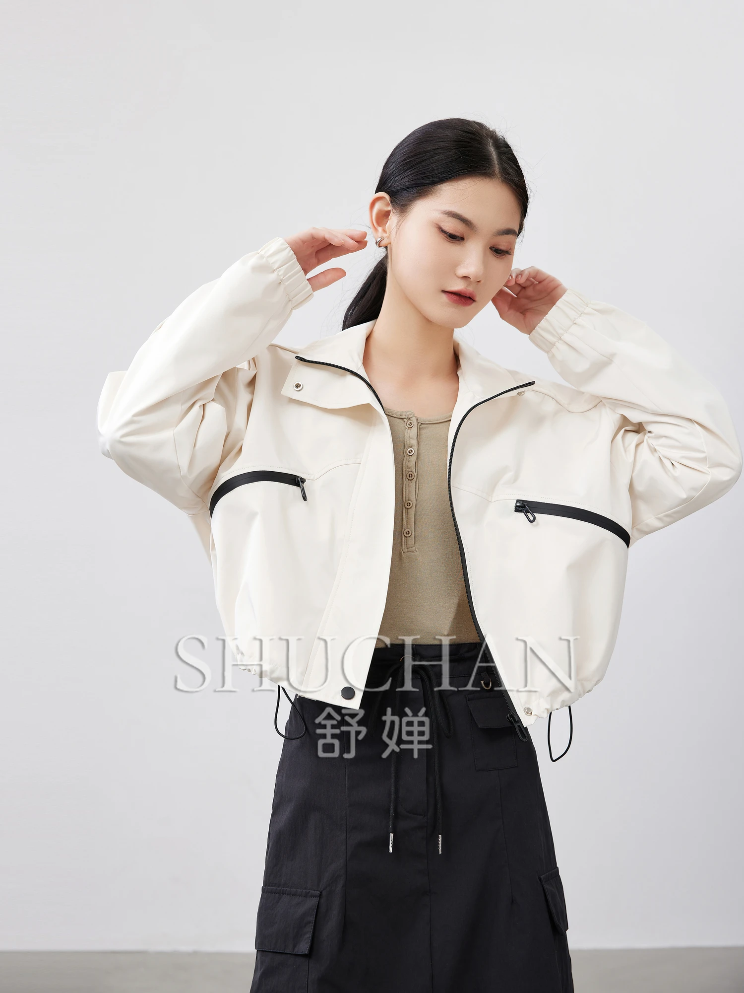 SHUCHAN New 2024 Spring Summer Waterproof and Windproof Women Jacket  Polyester  Zippers  Casacos Femininos Inverno shuchan argyle thin summer casacos femininos inverno 2023 high street polyester fiber autumn winter quilted jackets coat