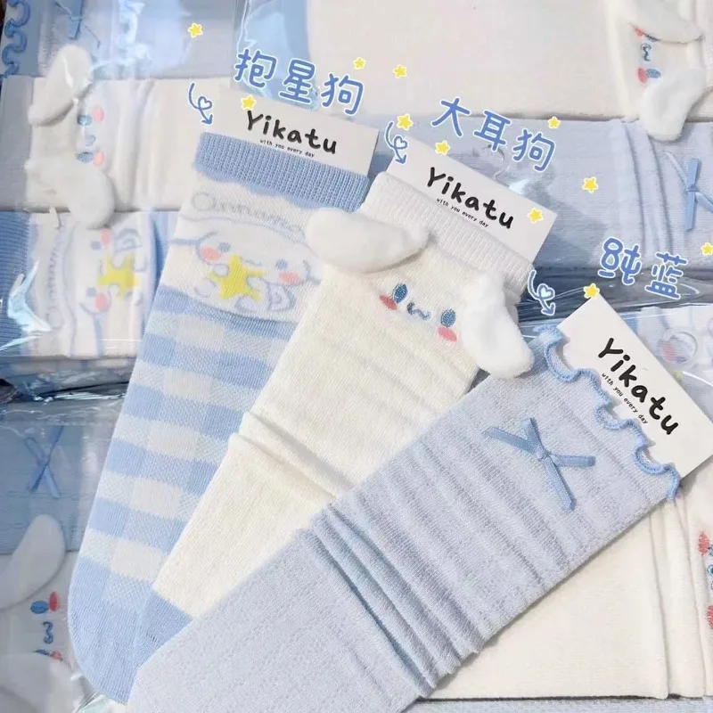 

Kawaii Sanrio Cinnamoroll Casual Cute Socks Pure Cotton Mid Tube sports Socks Student Dress Up winter Warm Anime Girl Xmas Gifts