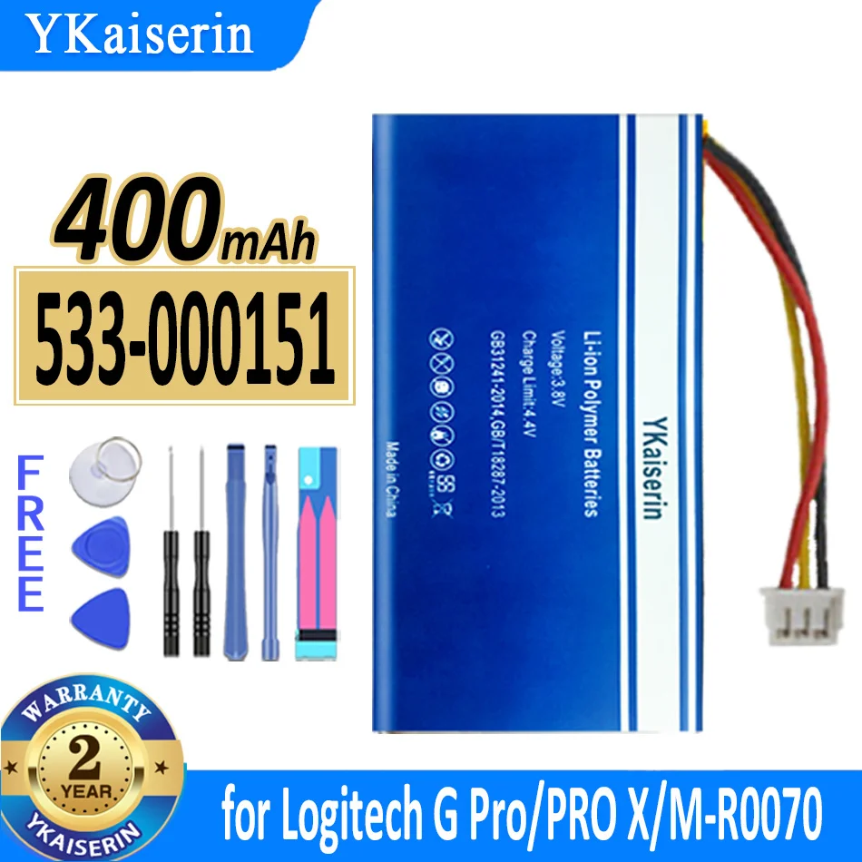 Batteria Ykaiserin 400Mah 533-000151 533000151 Per Logitech G Pro Wireless/X Superlight M-R0070 Bateria