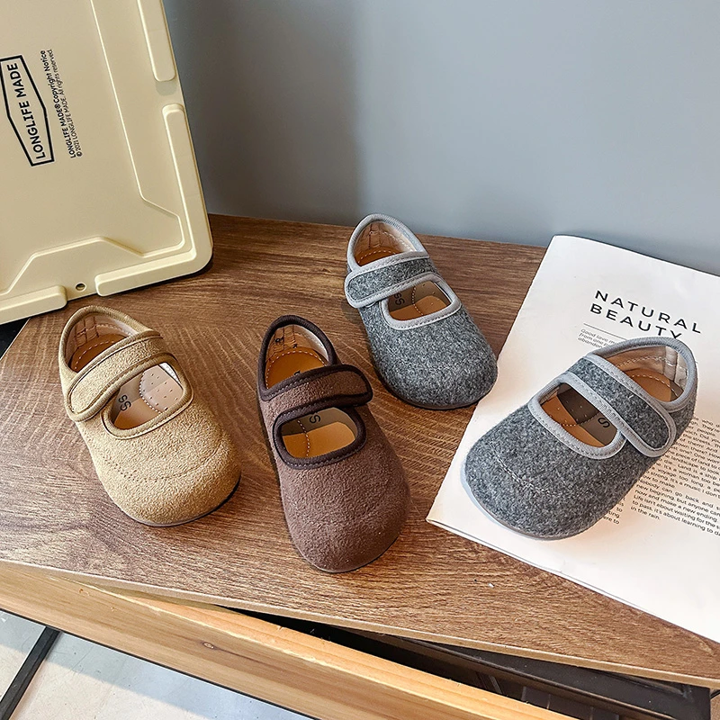Suede Leather Ballet Flats for Girls Soft Sole Autumn
