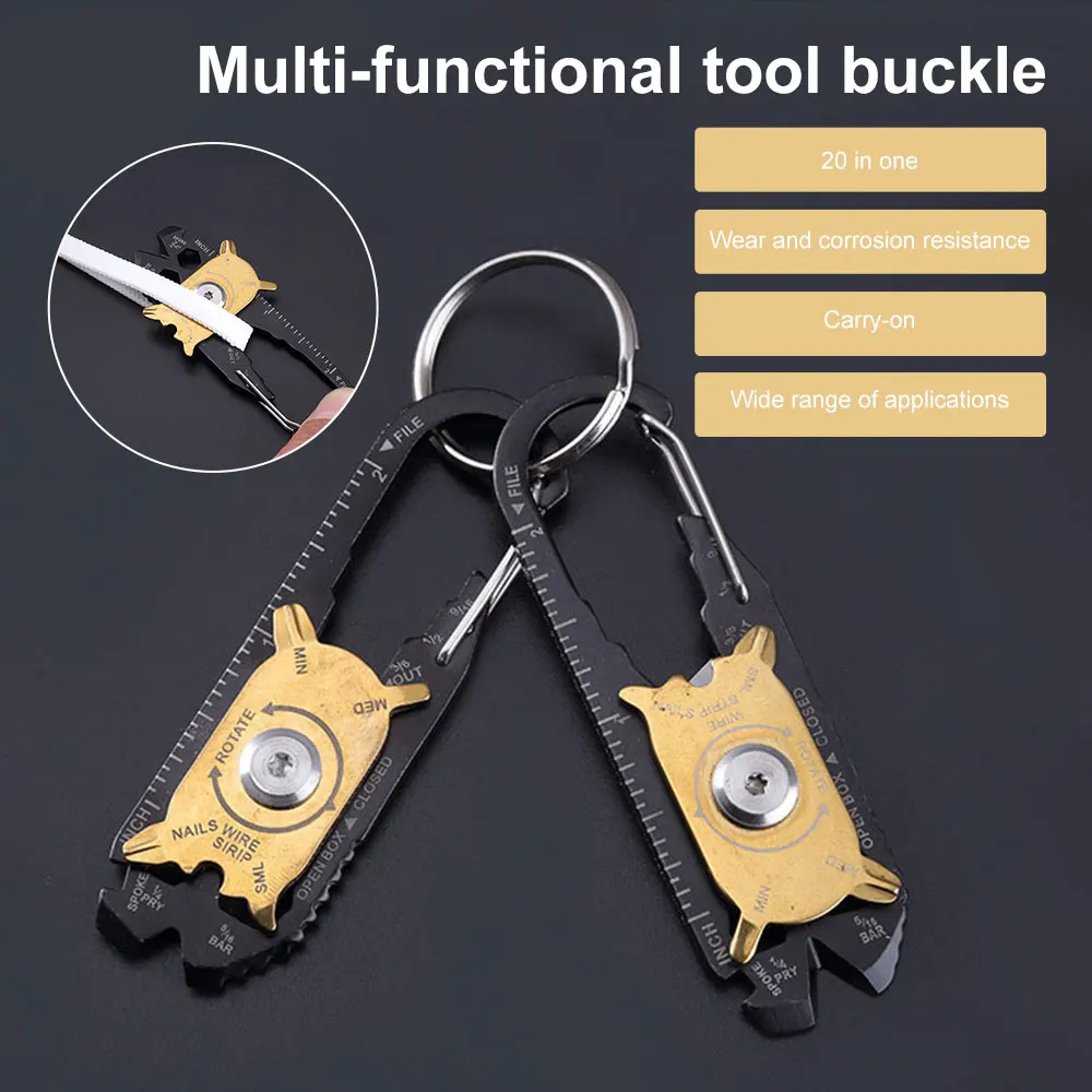 

20 In 1 Stainless Steel Multi-tool Tool Mini Keychain Wrench Screwdriver Set Stripping Device Measuring Instrument Combination