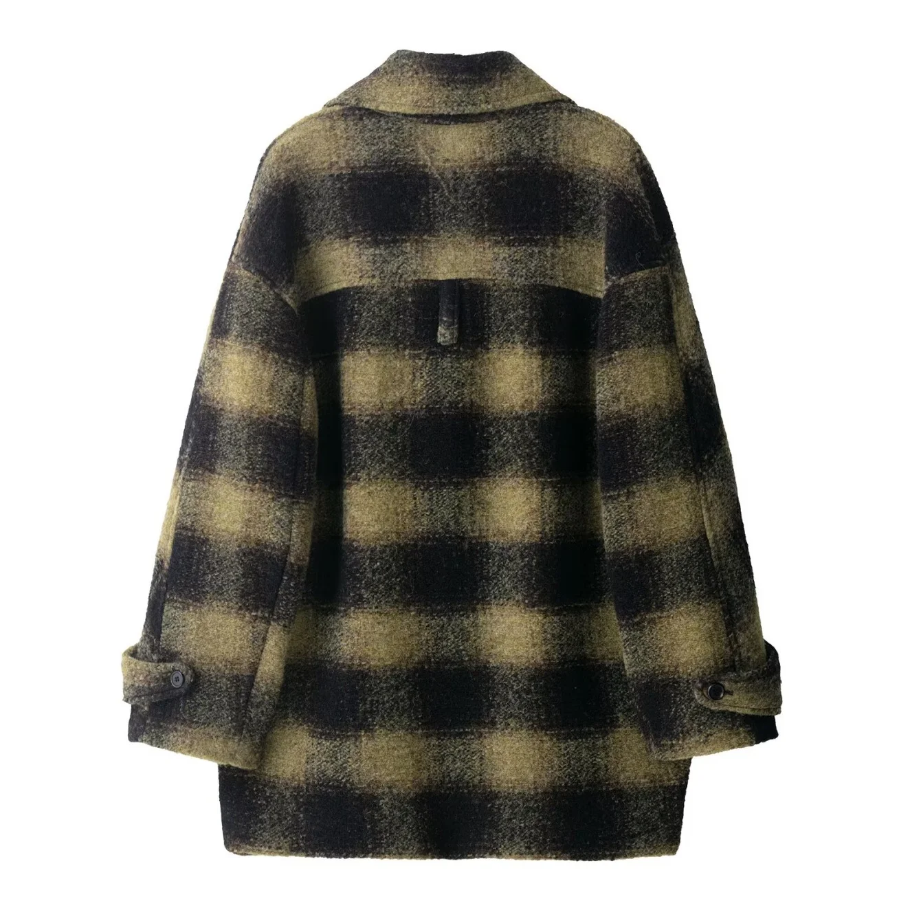 Women Autumn Winter Retro Plaid coat jacket female Fashion turn-down collar Long Sleeves Button Coat lady Elegant Leisure outwea