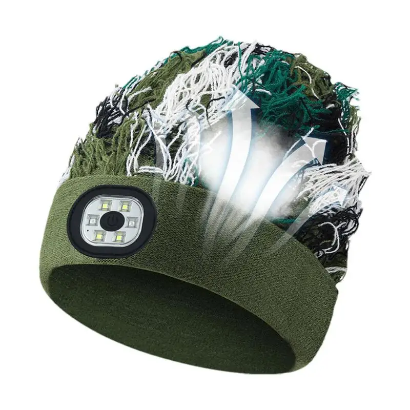 

LED Beanie With Light USB Rechargeable Night Lighted Hat 3 Adjustable Brightness LED Beanie Removable Washable Knitted Caps For