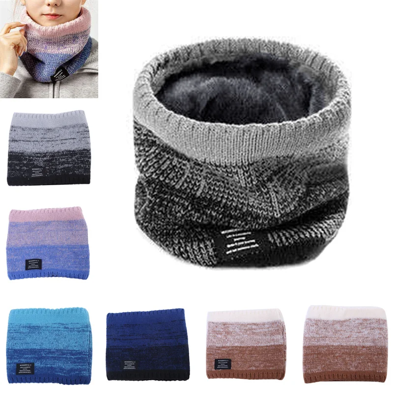 

2023 Fashion Women Knitted Scarf Solid Cashmer-like Winter Snood Scarves Lady Warm Wool Fur Thick Unisex Men Neck Scarfs Ring