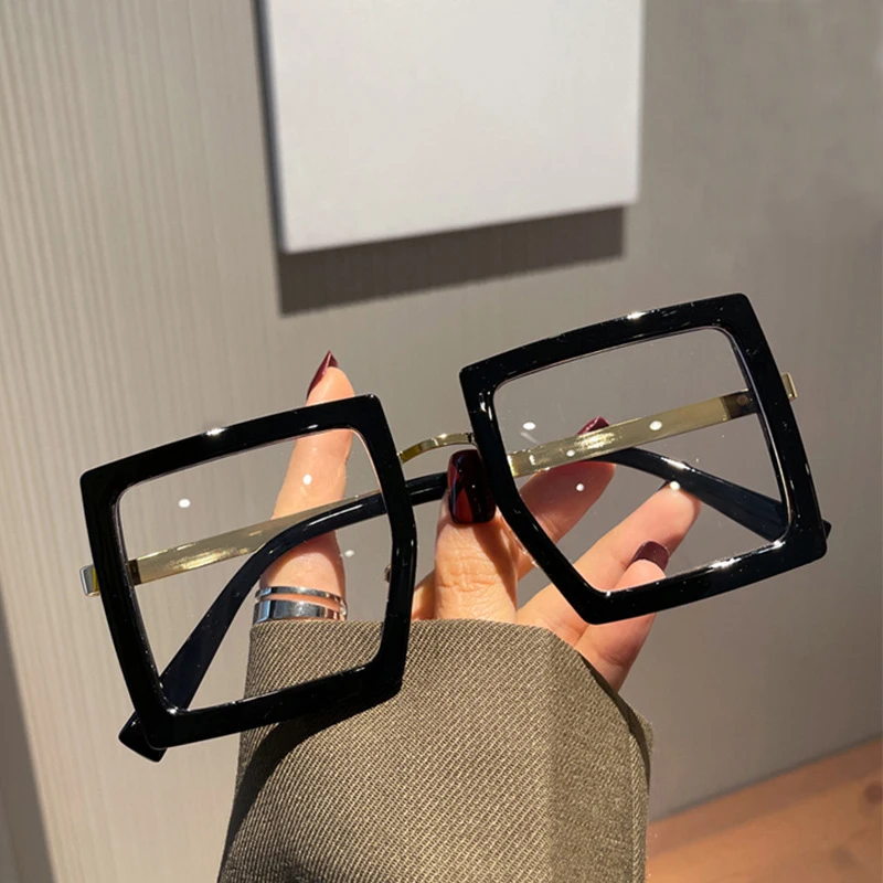 Oversized Eyeglass Frames For Women Trendy Classic Square Transparent Computer Optical Lenses Glasses Clear Lens Eyewear eyeglasses frames eyewear frames women glasses fashion eyeglasses