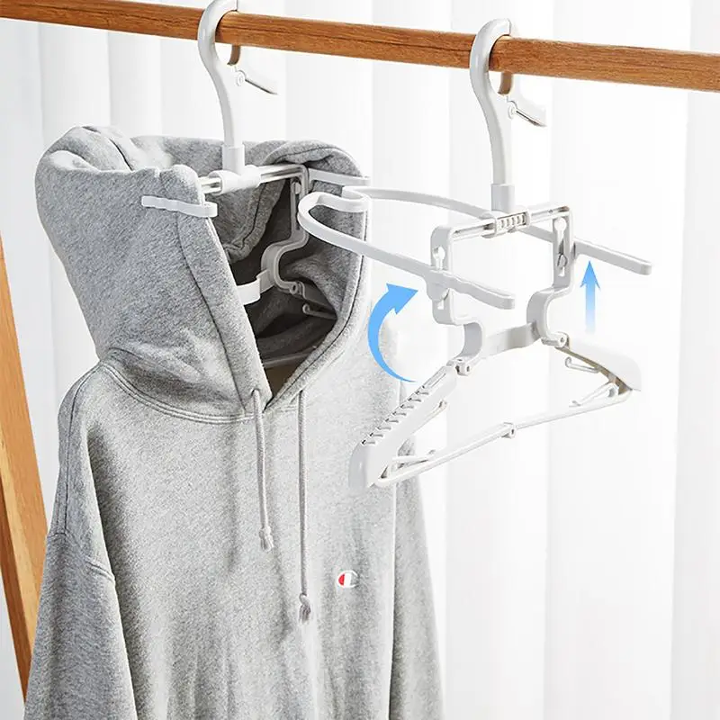 

Plastic Clothes Hanger For Hooded Sun Rack Hanger Coats Hooded Folding Hanger Multi-function Clothes Drying Tools Sweater Hanger
