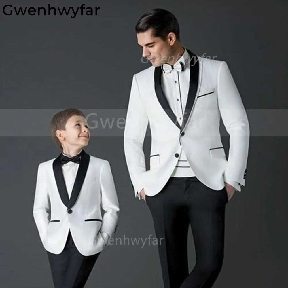 

Gwenhwyfar 2023 New Men Suit Groom Tuxedos Mens Wedding Dress Prom Father and Boy Silm Fit Tuxedos (Jacket+Pants) Custom Made