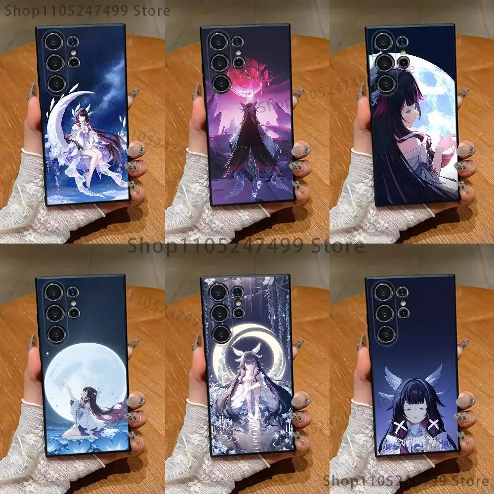 Elegant Columbina Black Silicone Phone Case - Genshin Impact Design
