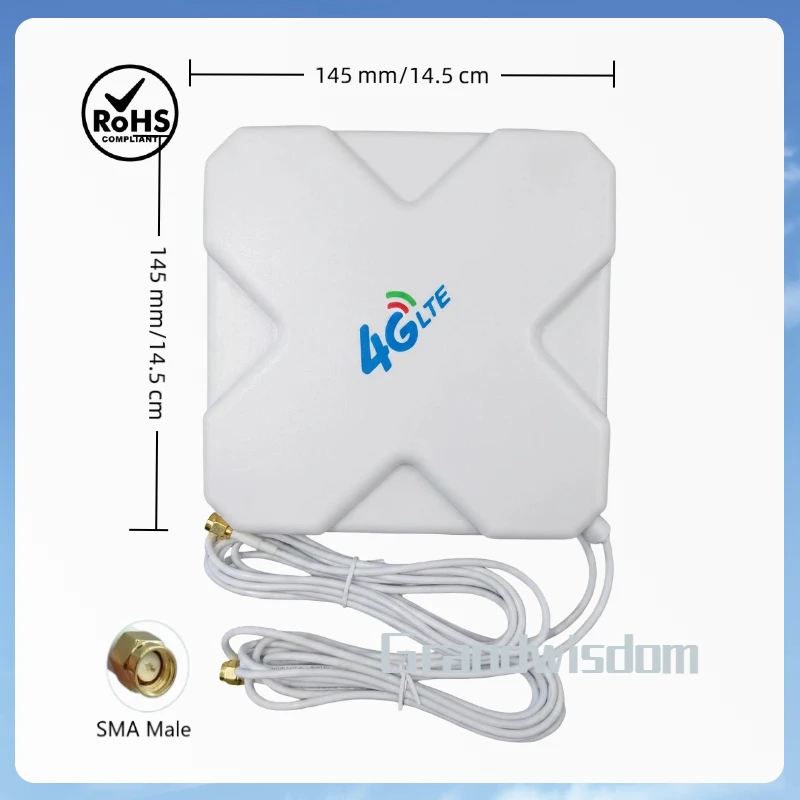 4G LTE 안테나 700-2700MHZ 35dbi 이중 케이블 SMA Male x2 커넥터 698-960/1700-2700Mhz 화웨이 4G 라우터 리피터용