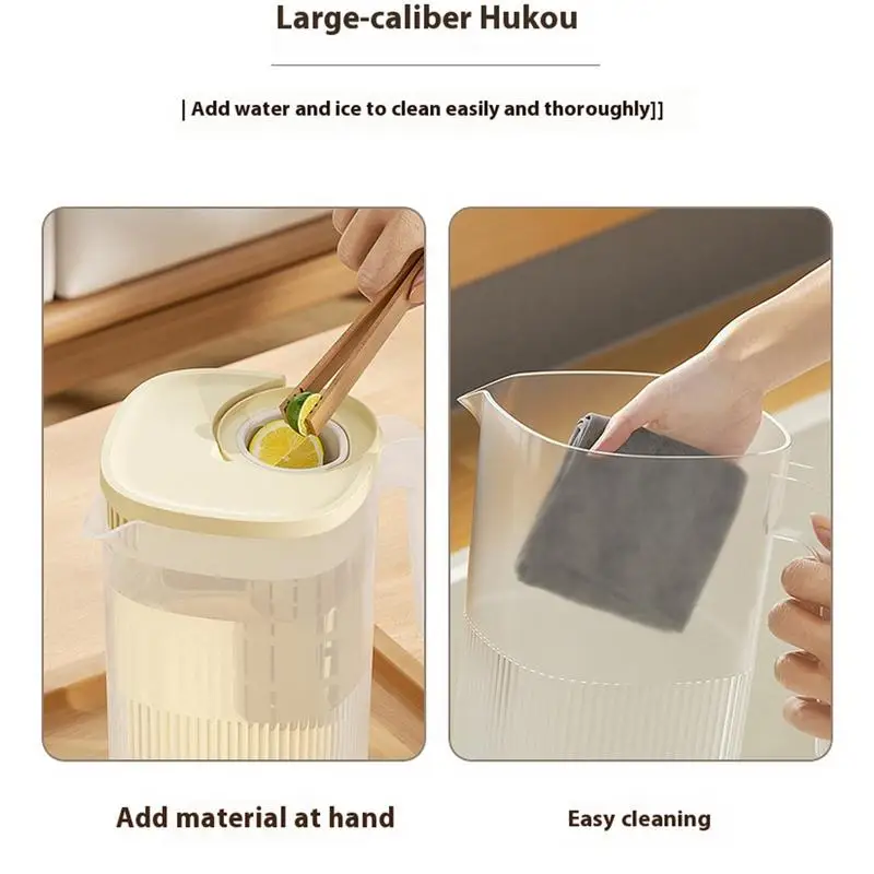 Water Pitcher Large Capacity Cold Water Pitcher 2200ml With Handle Fridge Iced Drink Kettle Beverage Jar Cold Tea Containers