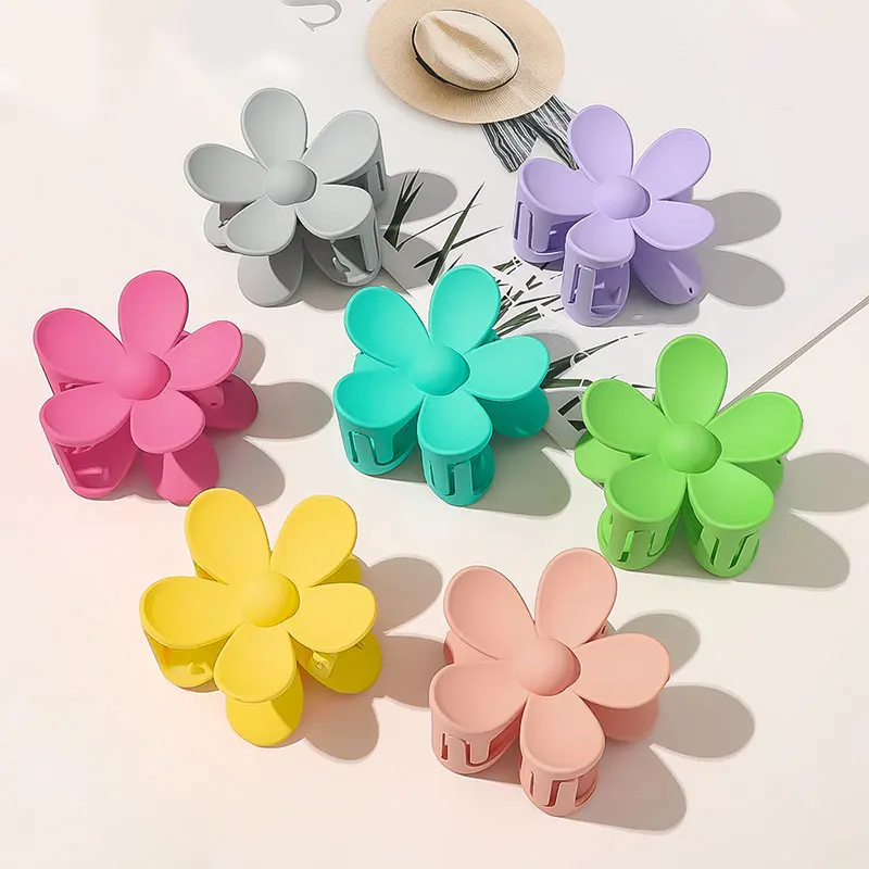 New Women Girls Cute Candy Colors Big Flower Plastic Hair Claws Sweet Hair Holder Clip Hairpin Headband Fashion Hair Accessories