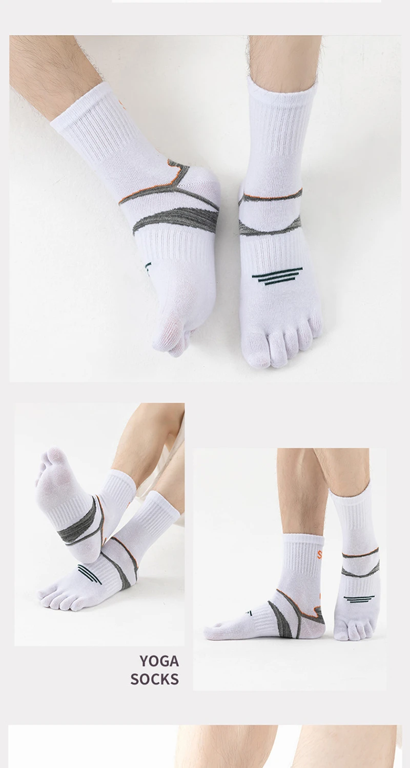 5 Paare/los Mann Zehensocken Sport Kompression Baumwolle Schweißabsorbierende Badminton Tennis Bike Run Basketball 5-Finger-Reisesocken – Detail 12