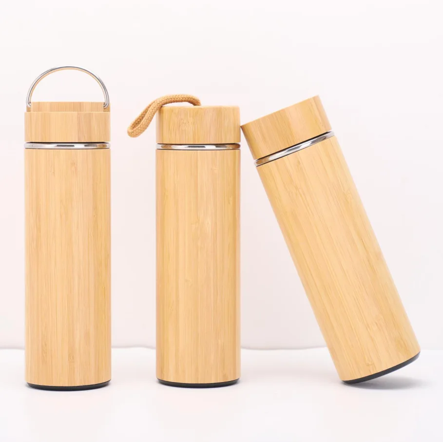 Bamboo Crafts Bamboo Tea Thermos Steel Double Wall Coffee Tea Vacuum Flask 400-500ml water bottle thermal mug stainless steel thermos bottle thermal water bottle stainless steel water bottle stainless steel cup stainless steel thermos cup stainless steel thermal container