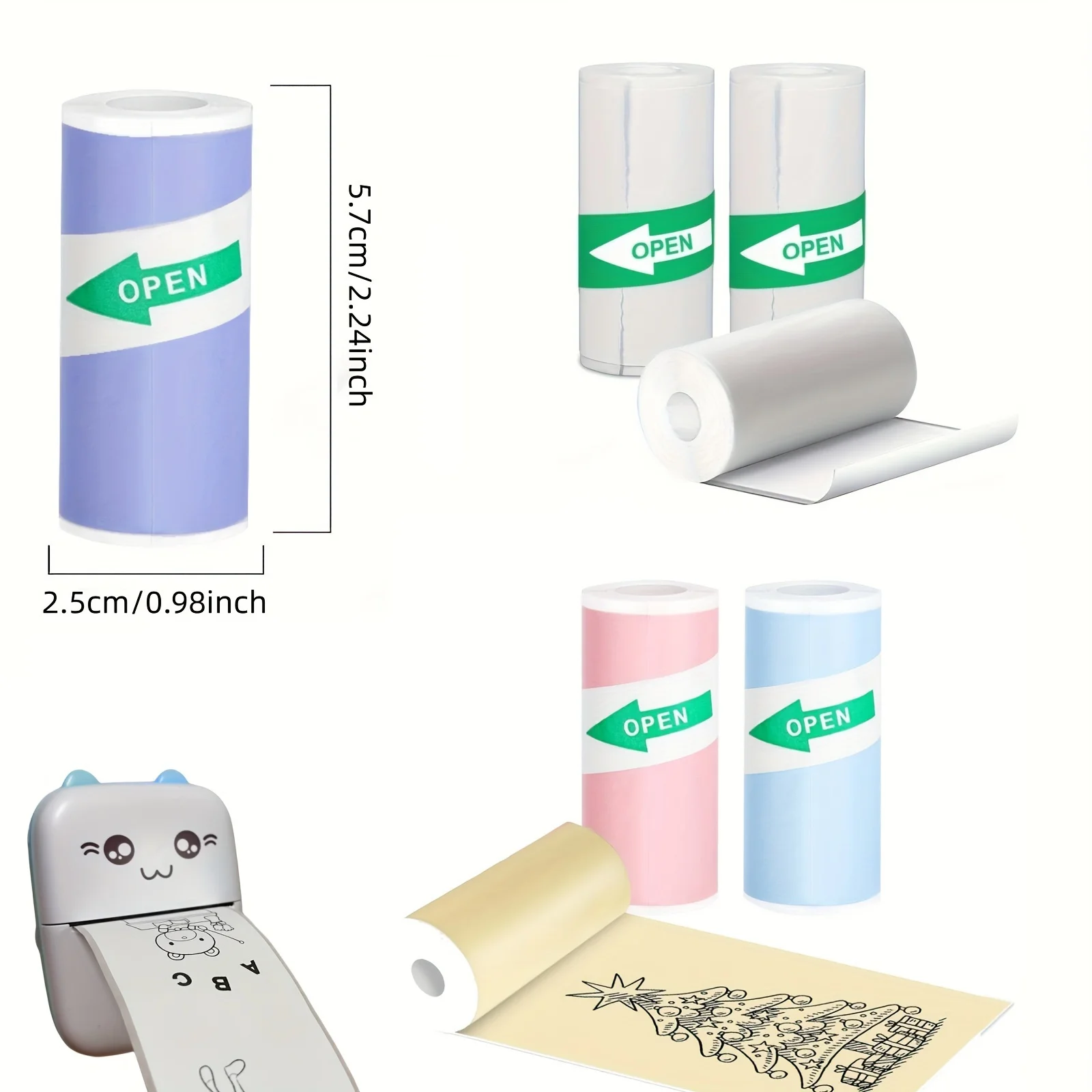 20 Rolls of Multi-Color Self-Adhesive Paper for Mini Printers: Perfect for Labels, Stickers, and Thermal Printing