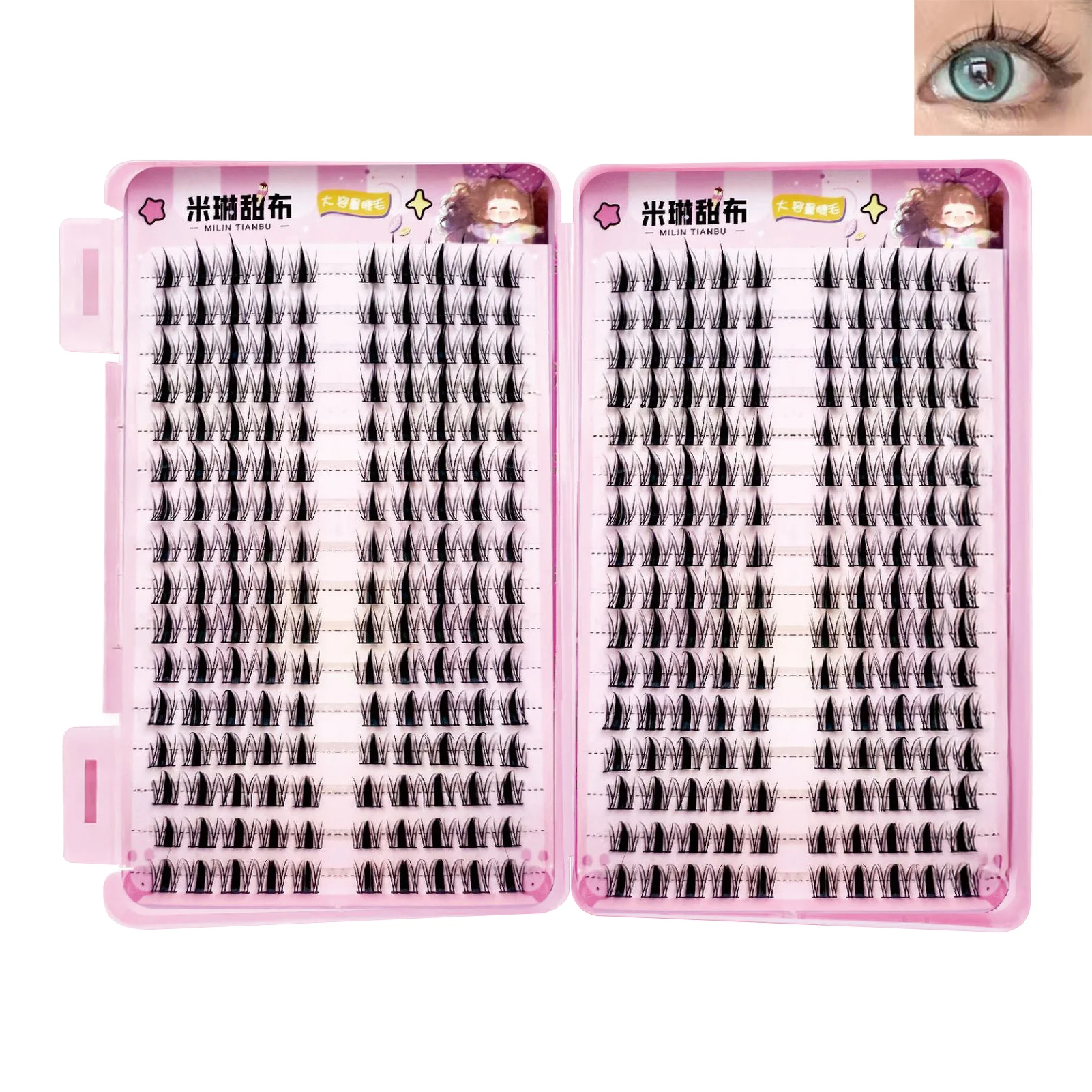 32 Paar Cluster Volumen Falsche Wimpern Buch 7D Schwarze gefälschte Wimpern Einzelne dicke C-Locken 5-14 mm Mischung natürliche Alltagswimpern