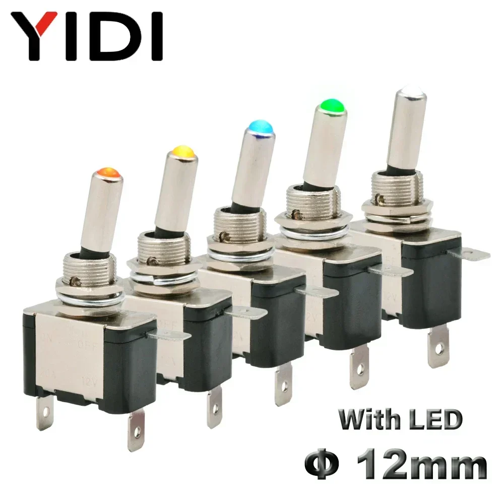 5pcs Illuminated 12V DC Toggle Switch Latching 2 Position 3pin ON OFF ...