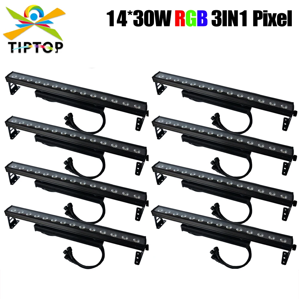 

TIPTOP 8XLOT DMX Control Aluminum Die-casting Housing 14x30W COB IP65 Led Wall Washer Bar Light Chase Pixel Color