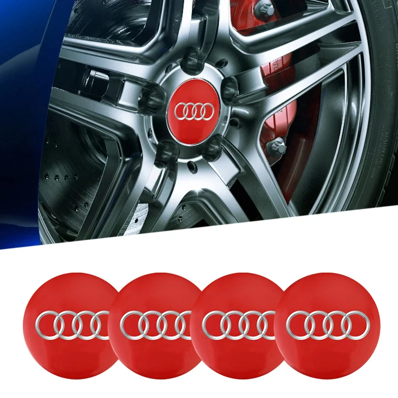 4Pcs Car Wheel Hub Center Cap Metal Emblem Stickers Per Audi Quattro Sline A3 A4 A6 A5 Q5 A1 Q7 Q3 Q2 Q8 A7 A8 Tt S1 Sq5 Rsq3