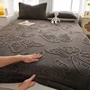 WASART Warm plush elastic fitted sheet mattress protector cover winter coral fleece couple bed linen luxury double bed bedding 4