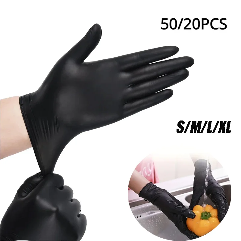 50/20PCS Disposable Nitrile Gloves Latex Free Waterproof Durable For Kitchen Food Processing Beauty Salon Family