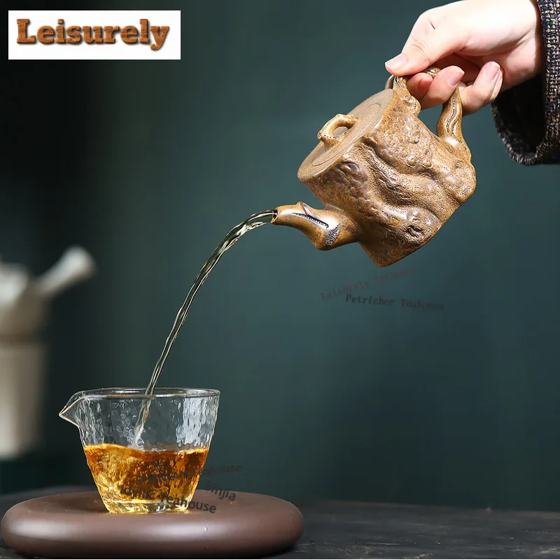 360ml Yixing Purple Clay Teapots Handmade Pine Tree Stumps Pot Raw Ore Wood-fired Porcelain Mud Tea Maker Kettle Zisha Tea Set