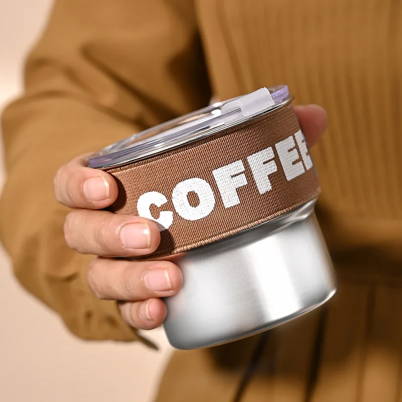 فنجان القهوة مع غطاء 304 بهلوان من الفولاذ المقاوم للصدأ القدح المحمولة السفر مانعة للتسرب زجاجة ماء أكواب شاي لأكواب المطبخ درينكوير