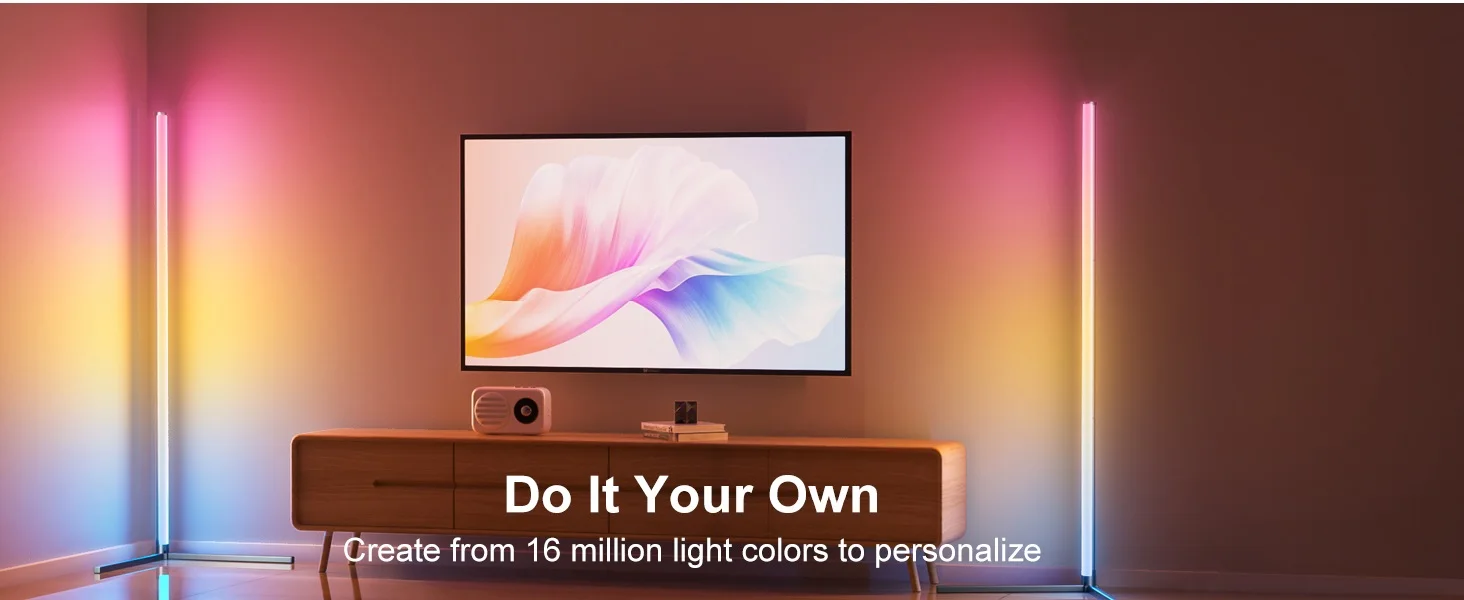 Description Picture 2 of itemSmart LED Corner Floor Lamp RGB Color Changing Music Sync Timer Setting Group Control Work With APP Remote 160CM for Living Room