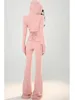 Y2K High Street Two Piece Set Tracksuit Women Hooded Zipper Jacket + Drawstring Wide Leg Pants Korean Fashion Solid Slim Outfits 4