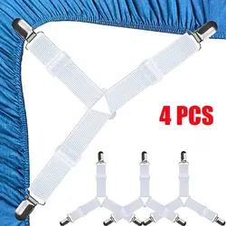 Triangle Bed Sheet Holders - Adjustable Mattress Gripper Clips (4-Pack) (4pcs white)