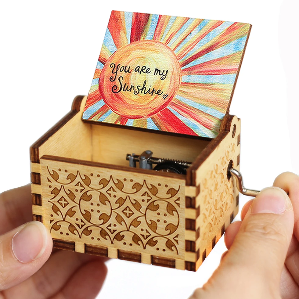 Vintage Wooden Music Box You Are My Sunshine I Love You Godfather