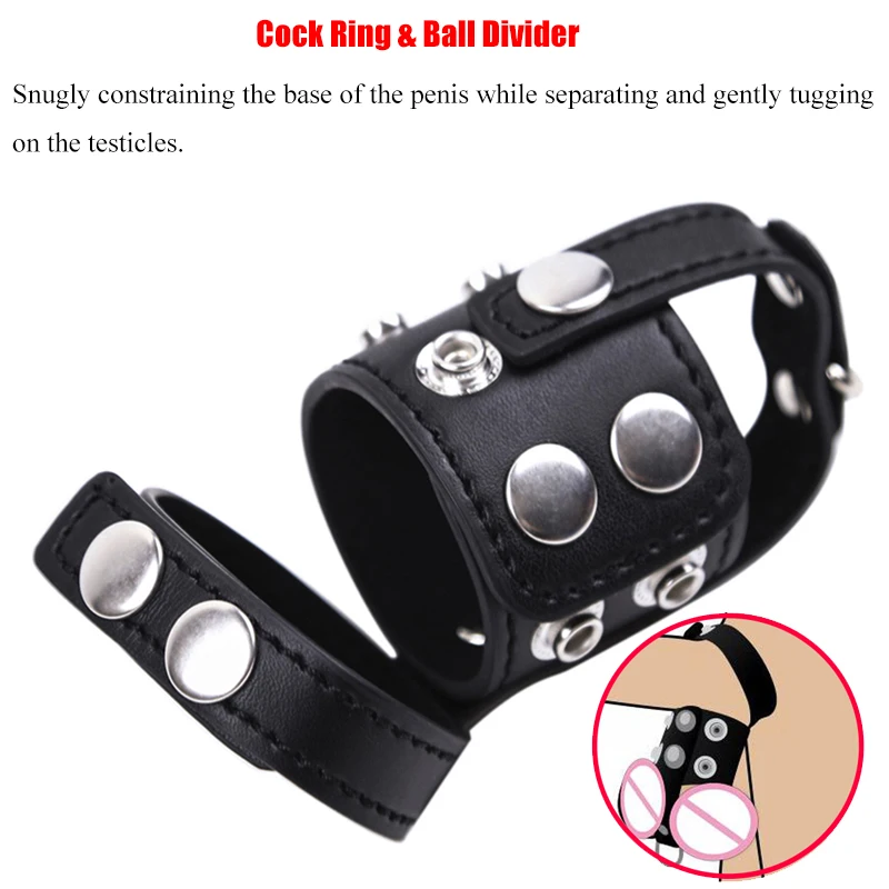 Penis Chastity Cage Chastity Lock Sex Toy Penis Cock Ring Male Leather Chastity Cage Penis Ring Adjustable Scrotum Bondage Ballstretcher Cock Ring Lock Adult Chastity Belt Sextoy For Men