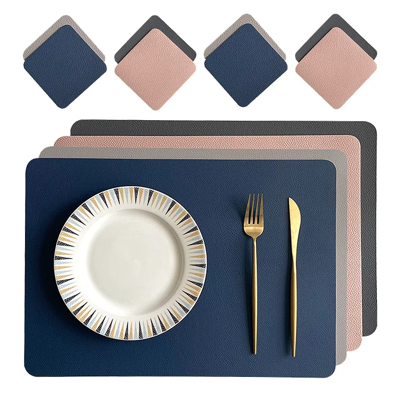

Scandinavian Home Leather Tableware Mat Hotel Restaurant Western Restaurant Kitchen Accessories Rectangular Waterproof Resistant
