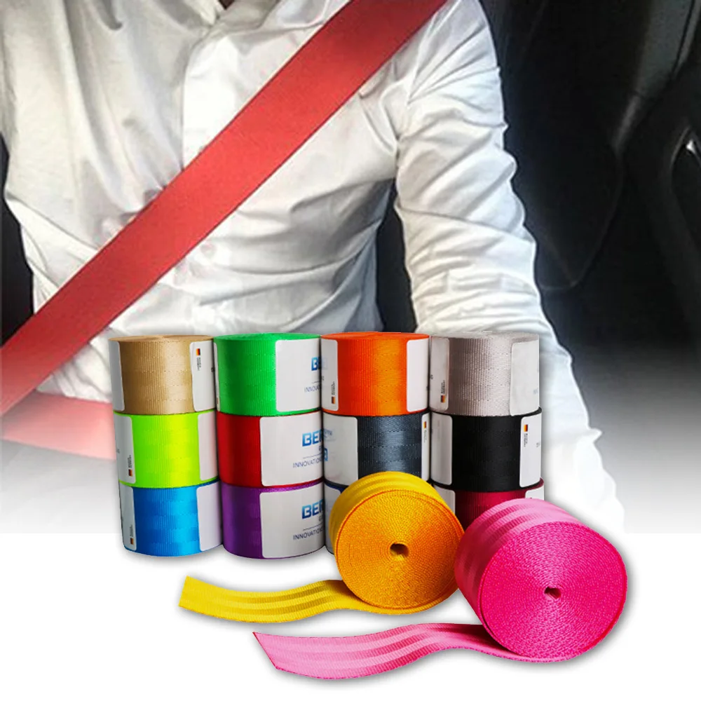 3.6M Auto Car Seat Belt Seatbelt Webbing Lap Retractable Safety Strap Universal 48MM Car Seat Conversion Accessories