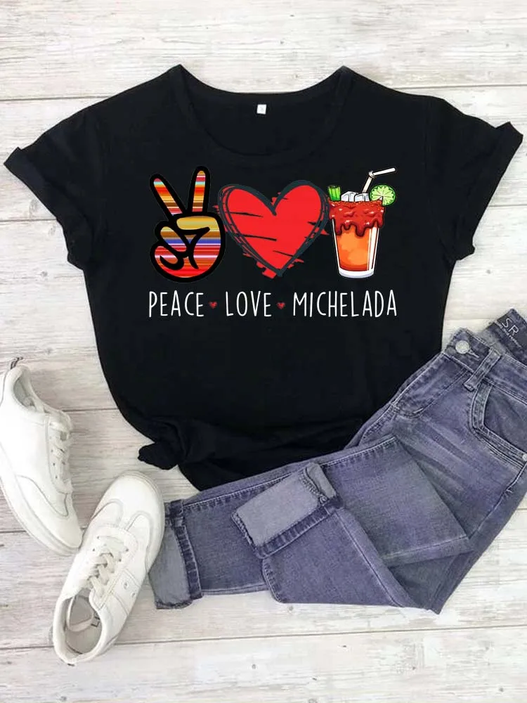 

Maycaur Peace Love Watermelon Women T-shirt Harajuku T Shirt Short Sleeve Tee Tops Cute 90s Girls Graphic Tshirt
