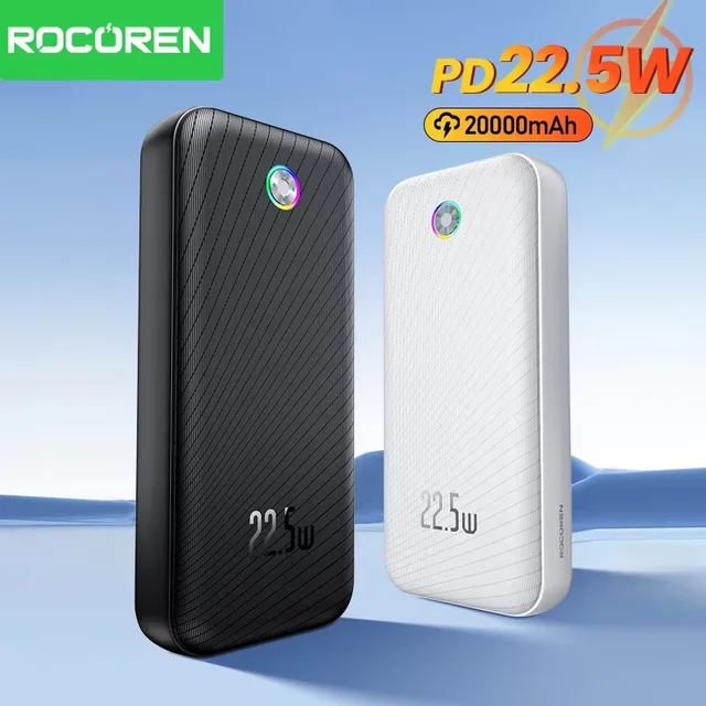 Rocoren 22.5W Power Bank 20000mAh QC PD 3.0 Fast Charge PowerBank Portable 10000mAh External Battery For iPad iPhone 17 Pro 1