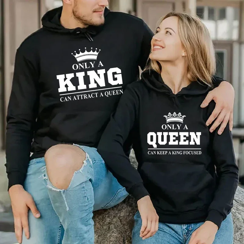 

Hoodies Only KING ATTRACT QUEEN Only QUEEN Keep KING FOCUED Harajuku Fashion Girl Oversized Hoodies Long Sleeves Couple Hoodies