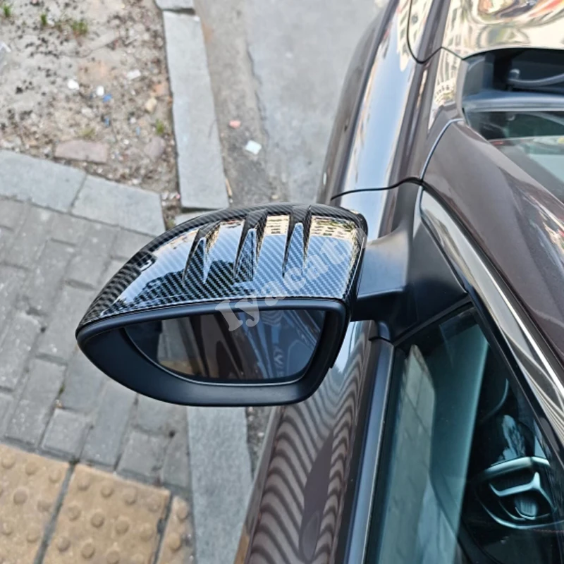 ABS Carbon Fiber Black Rearview Mirror Rain Shield Cover Trim Accessories