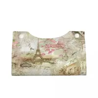 Custom France Paris Eiffel Tower Tissue Box Cover PU Leather Rectangular Flower Pink Facial Tissues Holder for Home 2