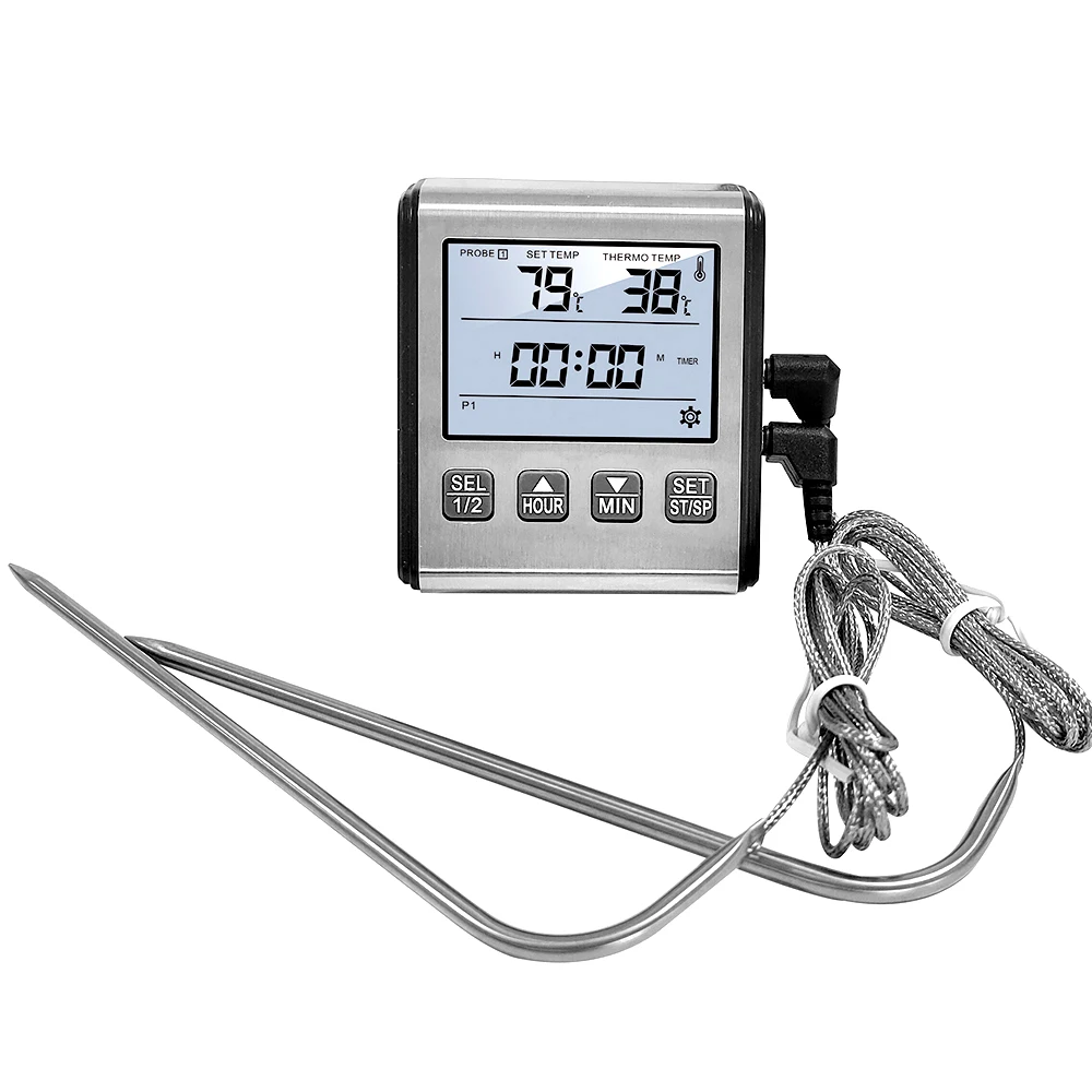 

TP700/TP710 Digital LCD Kitchen Cooking Thermometer Meat Food Temperature for Oven BBQ Grill Timer with Stainless Steel Probe